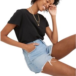 Madewell The Perfect Jean Short Hedrick Wash Light Blue Frayed High Rise Sz 25 💙